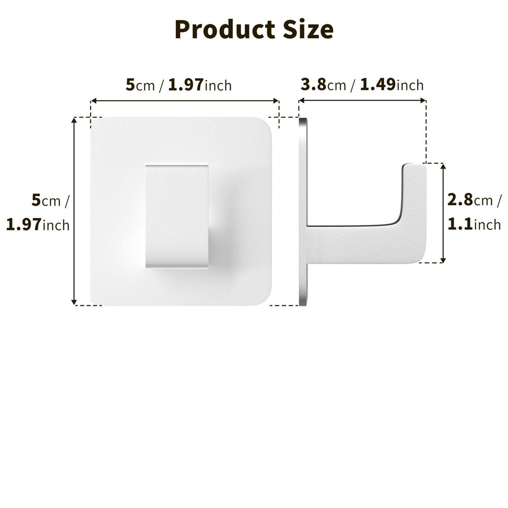 4 Pcs Square Self Adhesive Hooks Adhesive Wall Hooks for Hanging Towel Coats