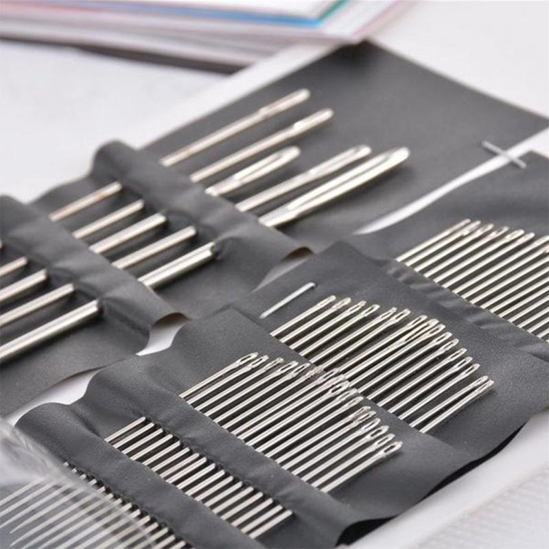 55 Pieces Stainless Steel Big Eye Hand Sewing Needles Set With Different Sizes For Sewing Needlework Embroidery Stitching Needle