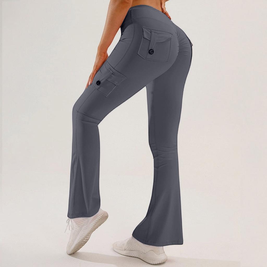 Women’s Yoga Leggings Outdoor Sports Fitness Multi-Pocket Flare Pants Work Trousers