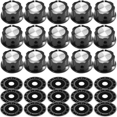 Coehaopike 15-Piece A03 Potentiometer Control Knob and 0-100 Scale Plate Bakelite Knob Scale Plate Digital Potentiometer Set