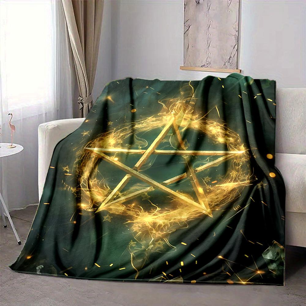 1pc Star Magic Print Blanket Lightweight Flannel Throw Blanket For Sofa, Bed, Living Room, Office, Outdoor Travel, Camping