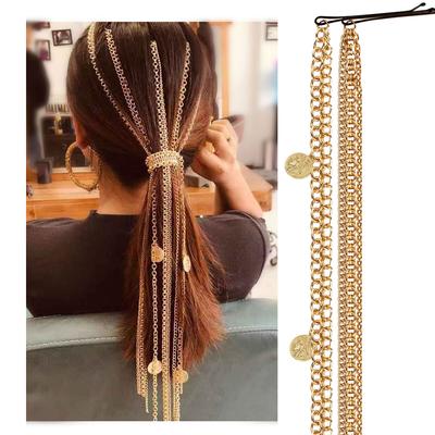 European and American Hair Accessories, Wig Extension Chain, Gold-plated Headgear Head Chain One-word Clip