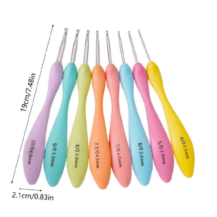 8Pcs Professional Long Handle Crochet Hook, 2.5mm-6mm Ergonomic Crochet Hooks Set, Crochet Needle for Beginner Hobbyist