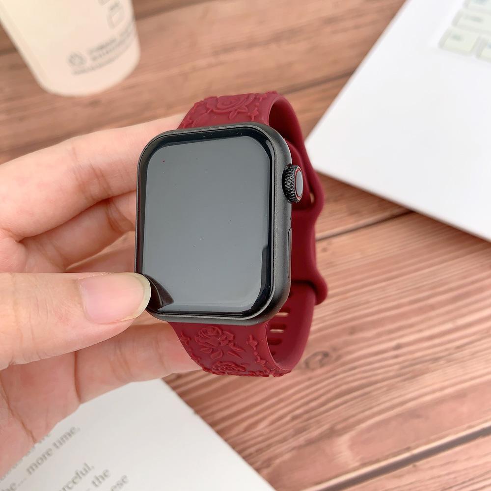 Engraved Strap for Apple watch band 45mm 44mm 42mm 49mm 40mm 41mm Silicone Bracelet Correa iWatch Series 8 9 7 6 5 4 3 Ultra SE