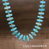 Turquoise Barrel Bead Necklace – Gold Accent Boho Jewelry, Protection Calm Gift for Women