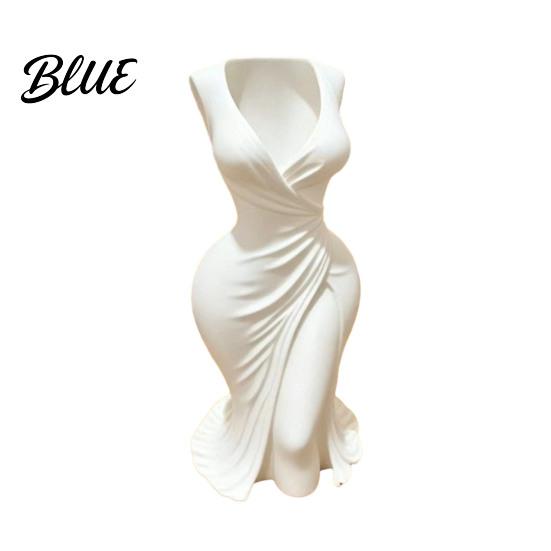 3D Printed Vase Elegant Dress-Style Vase Dual-Purpose Tabletop Decor with Flowing Pleated Skirt