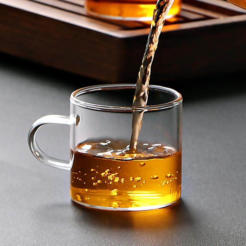 120ml Colorful Handle Glass Tea Cup with Handle – Heat Resistant High Borosilicate Water Cup