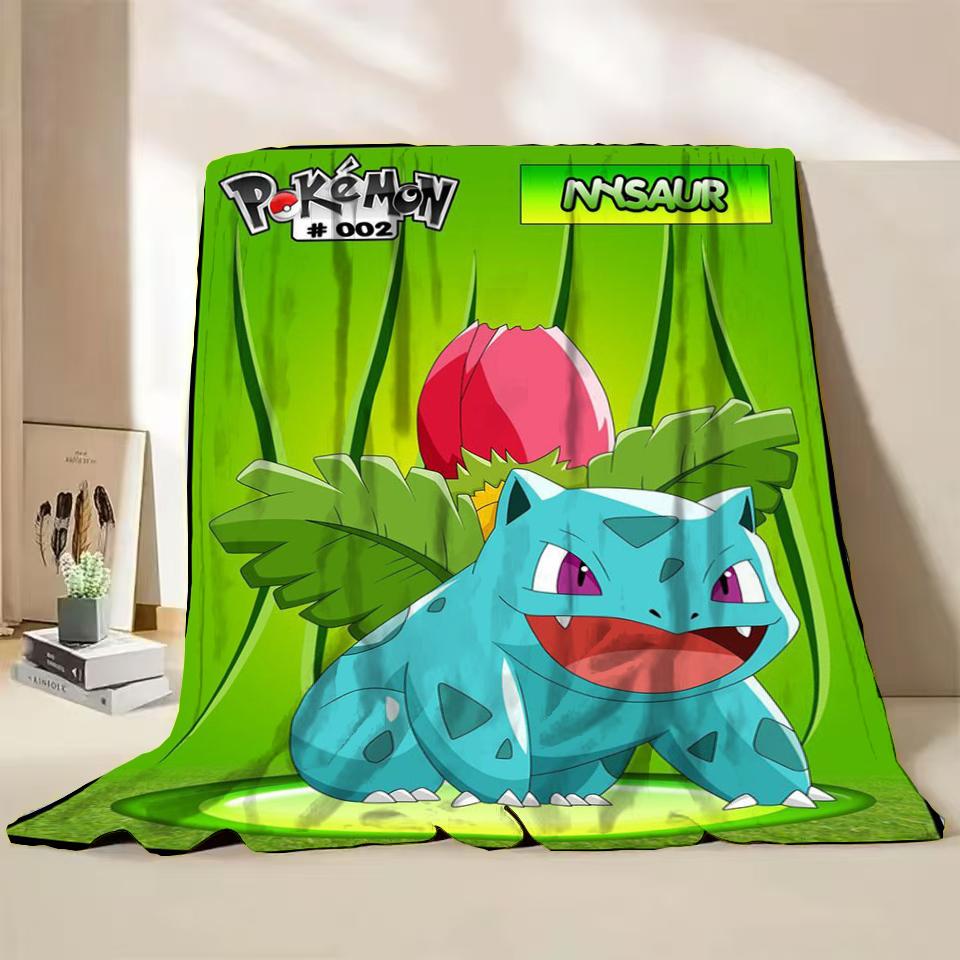 Pokemon Bulbasaur Flannel Throw Blanket for Bed Sofa Home Bedroom Office Travel Children's Cover Blankets Kids Winter Warm Gifts