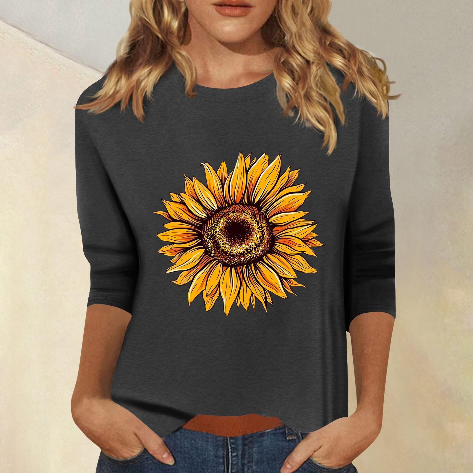 

Женская мода повседневный принтованный топ с семью рукавами и круглым вырезом XL