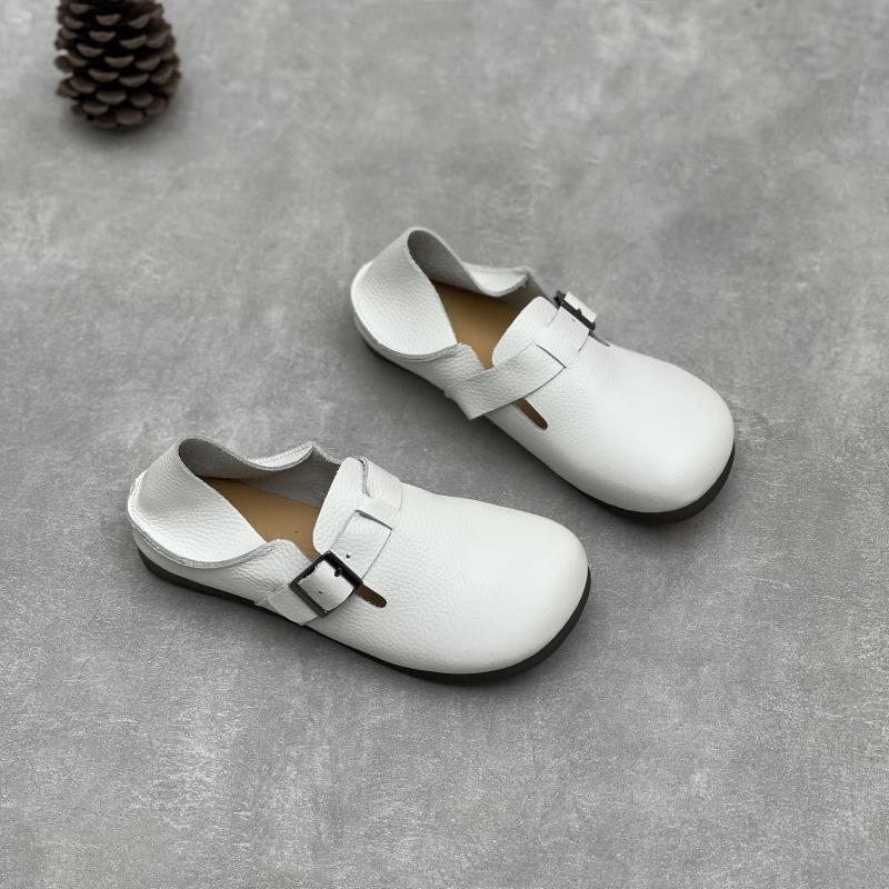 Fashion GKTINOO Genuine Leather Round Toe Soft Soled Loafers Summer 2025 New Versatile Soft Cowhide Flat Women's Shoes