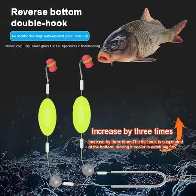 10PCs Double Reverse Fishing Hook Set,Double-Hook Reverse Bottom Rig, Anti Tangle Split Fishing Hooks For Freshwater & Saltwater