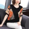 YYFS Women's Fashion Casual Summer Spring Colour Block Print Short Sleeve O-Neck Blouses & Shirts