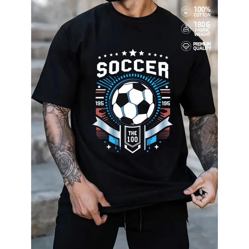 

European sizes Men s Soccer Fan T-Shirt - Short Sleeve Casual Round Neck Tee, Comfortable Activewear for Events, Gifts & Casual Attire S чёрный