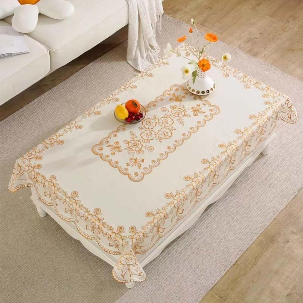Smooth Table Cover Cloth Rectangular Desk Protection Cover Gold-embossed Tablecloth  Proposal Props