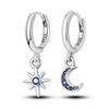 New 925 Sterling Silver Star Moon Earrings for Women Sparkling Zircon Ear Studs Luxury Romantic Fine Jewelry Gift for Girl