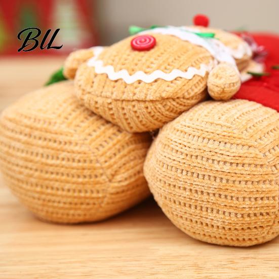 Charming Winter Holiday Gifts Christmas Plush Gingerbread Man Figures with Hat Scarf, Cute Stuffed Family Tree Hanging Dolls of 3 Ornament for