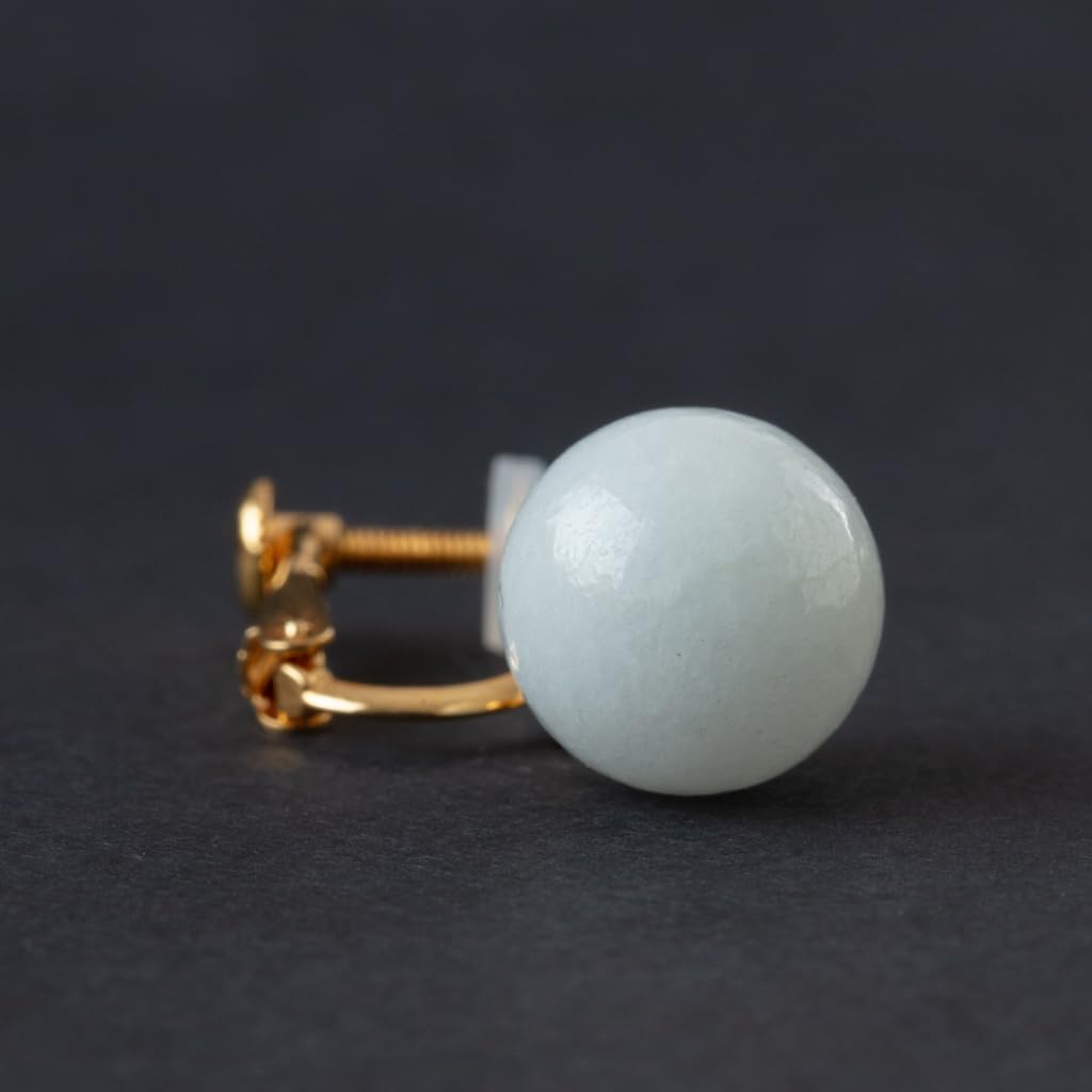 10mm Itoigawa Natural Jadeite Bead Earrings Spring with Silicone Jadeite Workshop Guarantee Japanese National Jomon Power Stone APS0130 (Screw Cover)