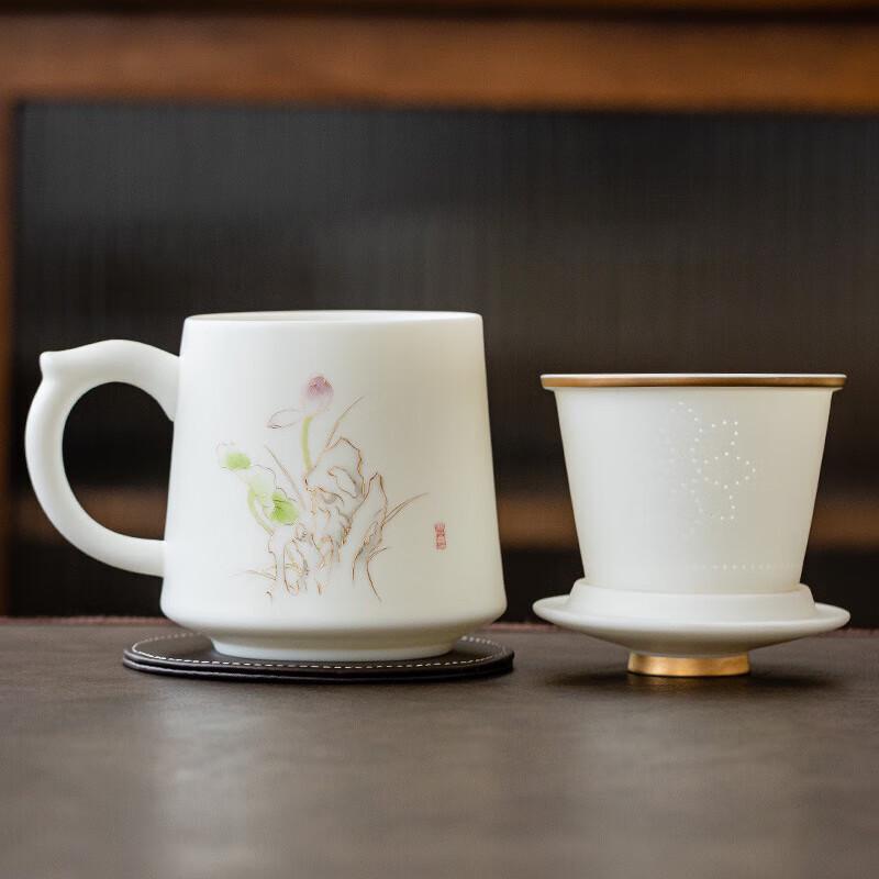 

Mutton Fat Jade Porcelain Tea Separation Cup Set