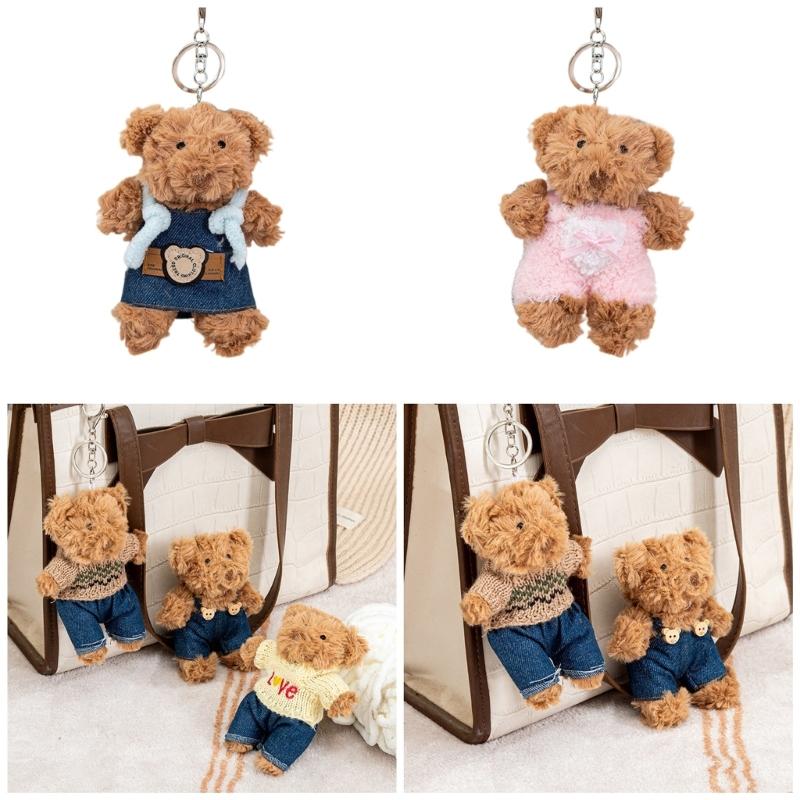 Niedlicher Mini Bär Schlüsselanhänger Weicher Schlüsselanhänger Anhänger Zarte Taschenanhänger Cartoon Bärenpuppen Geschenk für Frauen Kinder und Erwachsene