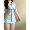 Sexy Girl Style Shirt Dress With Pleated Design And Splicing For Dating And Travel