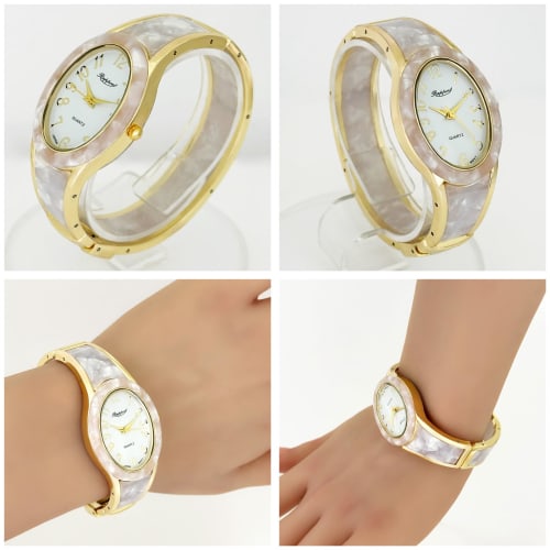 RAPPORT Women's Oval Bangle Watch, Gold Wide, 188817, White