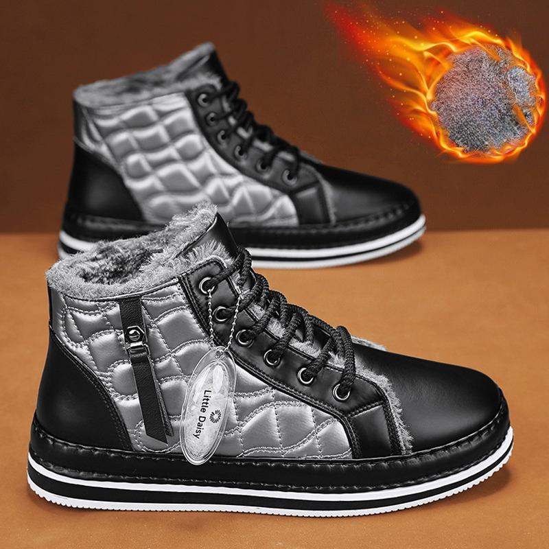 Neue Mode Herrenstiefel Winter Warm und Flauschig Lässig Vielseitig High Top Stiefel Kältebeständige Schuhe Outdoor Schnee Stiefeletten