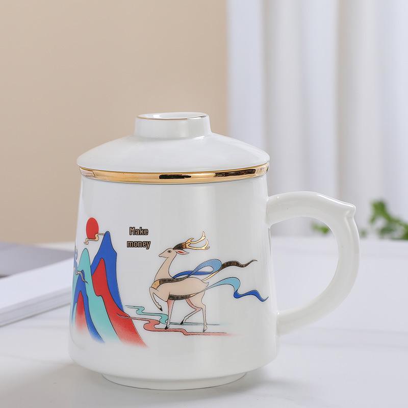 Ceramic Tea Brewing Cup with Lid - Ideal for Office and Gift Giving