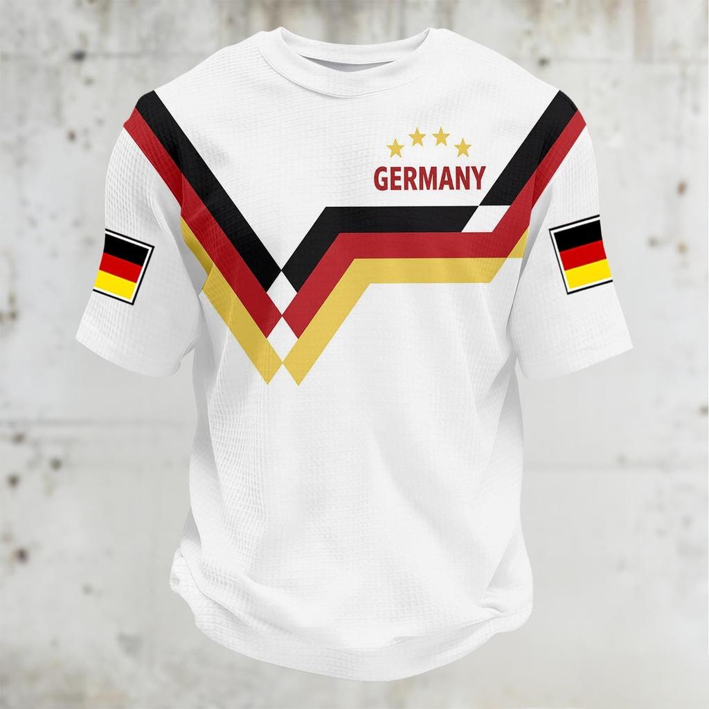 Unisex Casual Sports T Shirt Germany Print Short Sleeve Crew Neck Top Lightweight Comfortable Fit for Daily Wear