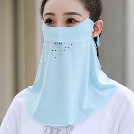 Ice Silk Sunscreen Mask, Breathable Face Mask for Women, Full Face Neck Sun Protection UV Shield for Outdoor Summer