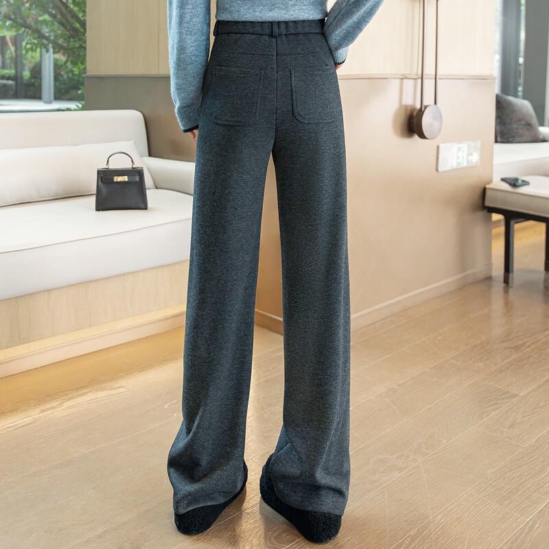 Sibaishe Women's High-Waist Straight-Leg Draped Pants