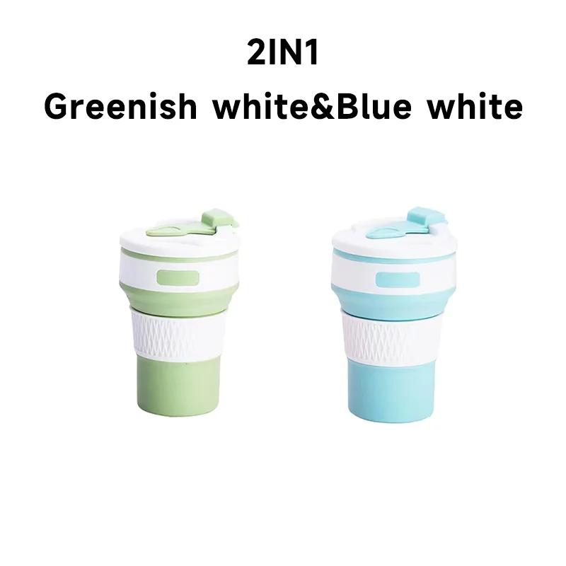 350ML Silicone Folding Cup Collapsible Mug With Cover Coffee Travel Outdoors Portable Water Drinking Tea Cups