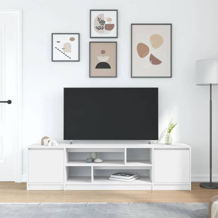 VidaXL Meuble TV blanc 188,5x41x50 cm bois d'ingénierie, support TV, meuble télé, meuble multimédia, banc TV, meuble hifi, 3328417