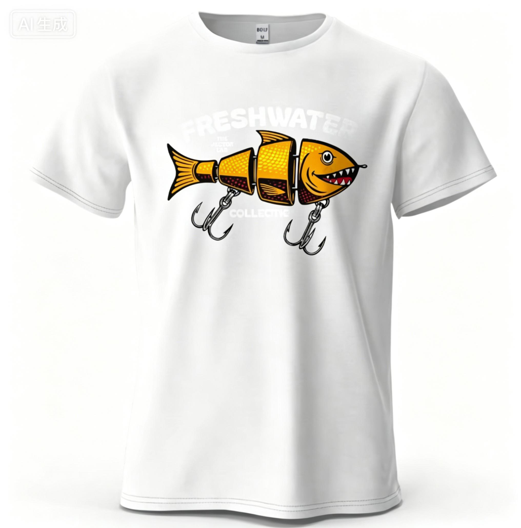 

2026 New Fishing Lure Pattern Printed Unisexs TShirt Cotton Fishing Hobby Graphic Tees for Unisex Tshirt Relaxing 4XL