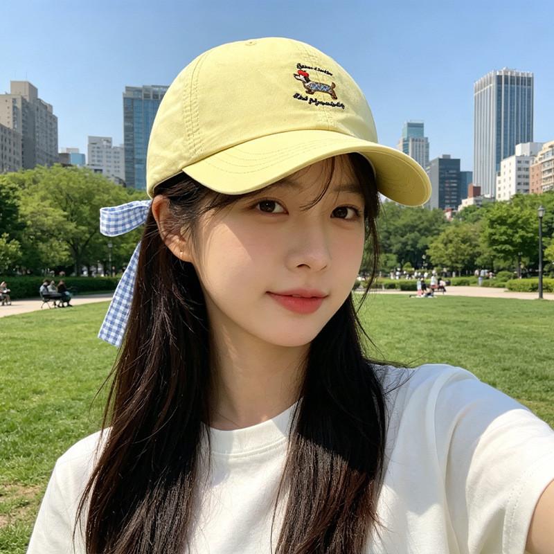 Dog Embroidered Cotton Baseball Cap With Sun Protection For Casual Summer Wear