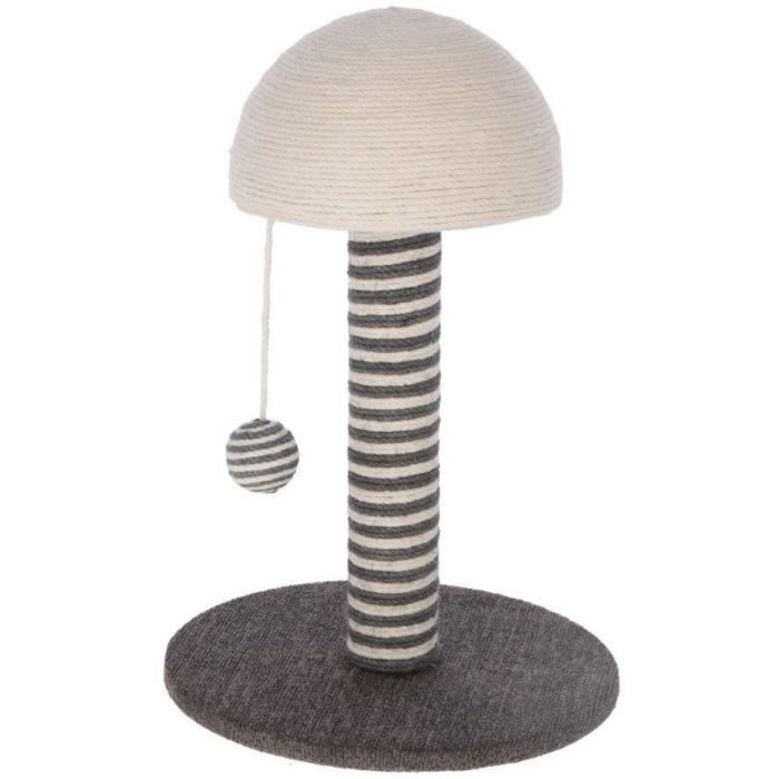 KERBL - Poteau griffoir pour chat - Tronc 42 cm - FUNGHI - Gris/blanc - Sisal - Base : ø 30 cm
