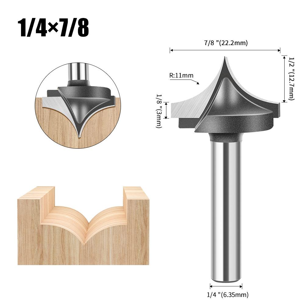 Holzbearbeitung Spitzdüse Schnitzmesser Trimmmaschine Linienmesser, Invertiertes Bogenmesser, Abrundfräser 1/2 Griff 1/4 Griff