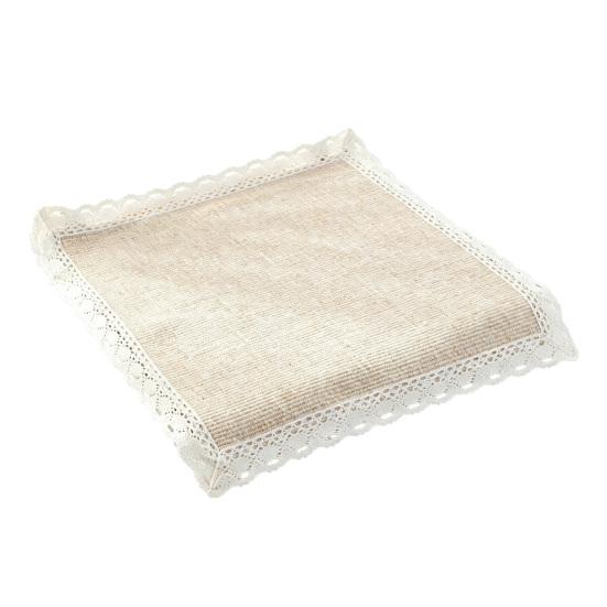 Decorative Seat Mat for Rattan Chairs Cotton Linen Chair Pad with Ties, Striped Plaid Comfortable Pads Patio Lace Trim, Breathable Dining Office Soft
