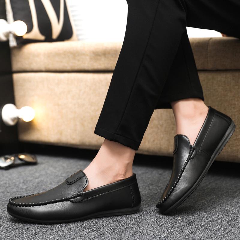 Fashion Genuine Leather Breathable Mocasines Casual Loafers Leather Shoes For Men Slip On Formal Italian Driving Flat Chaussure Homme