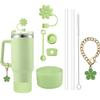 9pcs Accessories Set 3 Spill Proof Stopper Flowers Straw Cover Boot 2 Straw and Brush and 1 Flower Charm Chain for  Cup