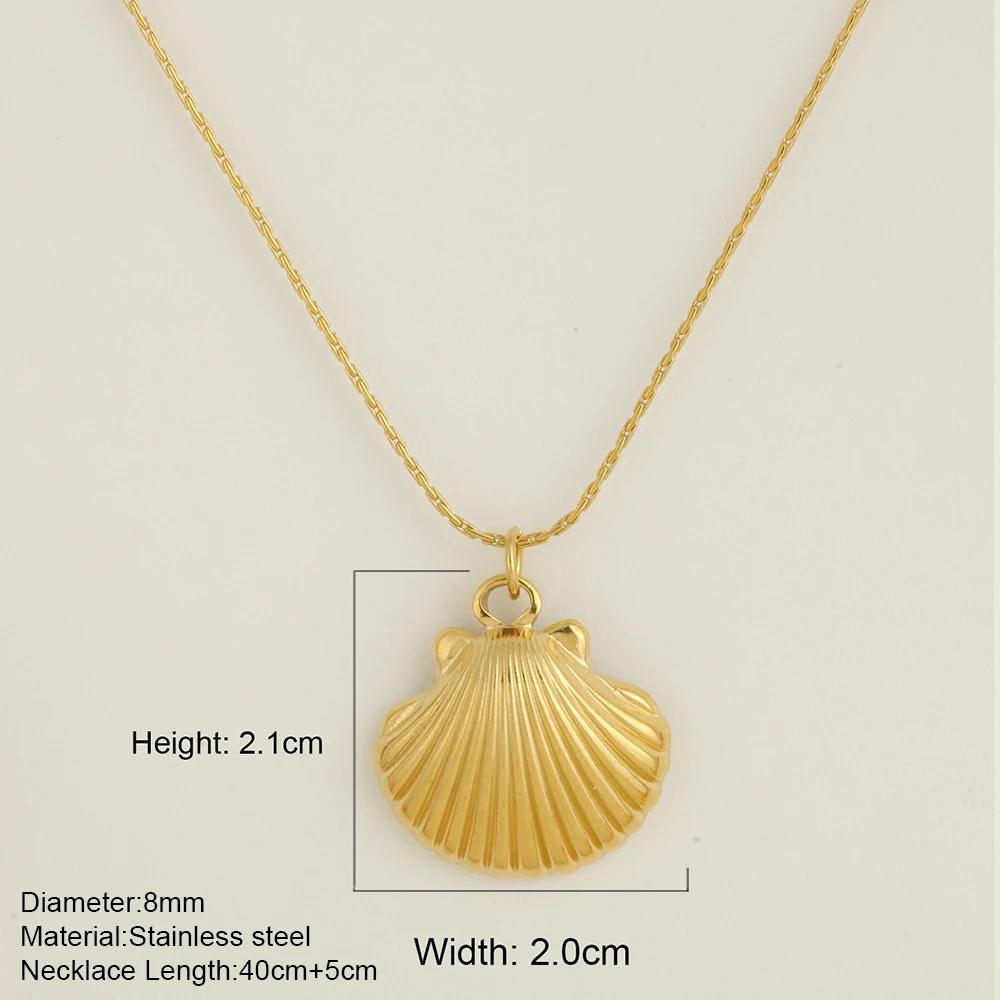 Ocean Series Guld Choker Rostfritt Stål Hänge Halsband för Kvinnor Snäcka Sjöstjärna Hängen Kvinnors Chunky Smycken Tillbehör