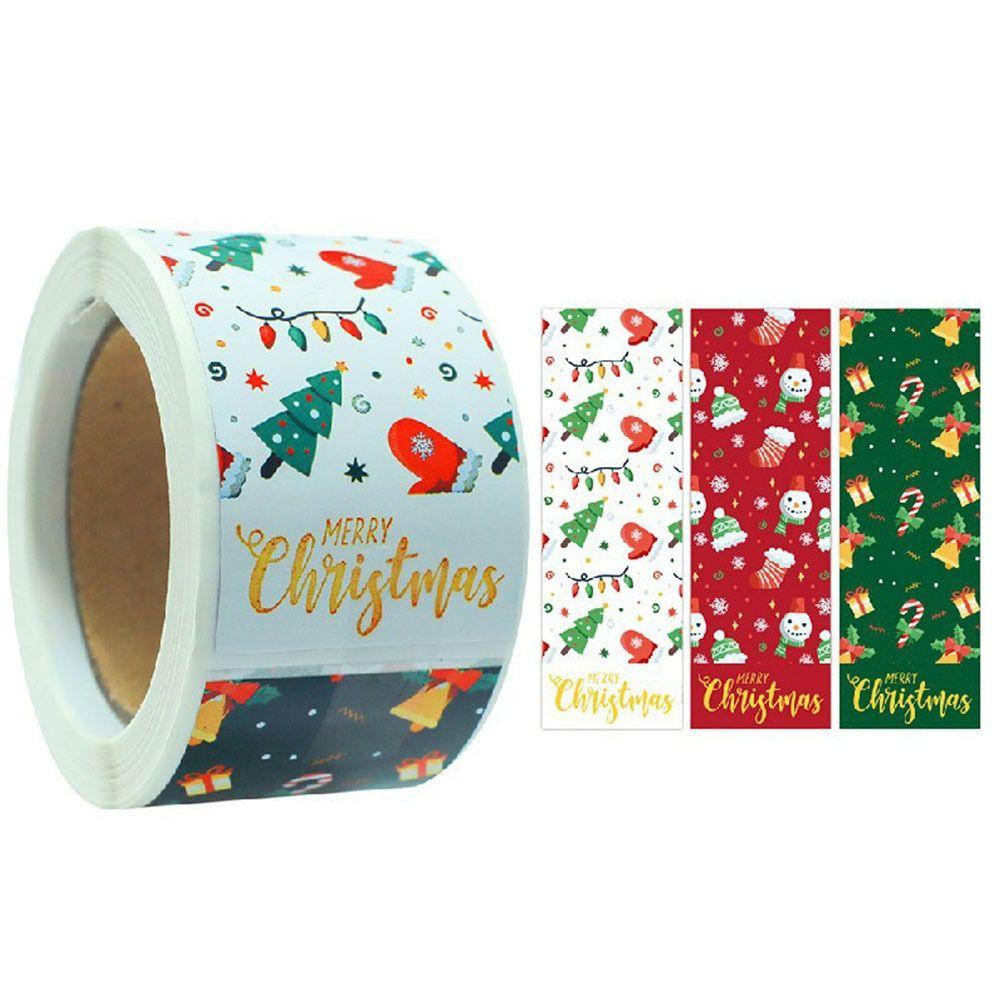 Year Gift Box Wrapping Merry Christmas Stickers Greeting Tags Sealing Labels Santa Claus Snowman