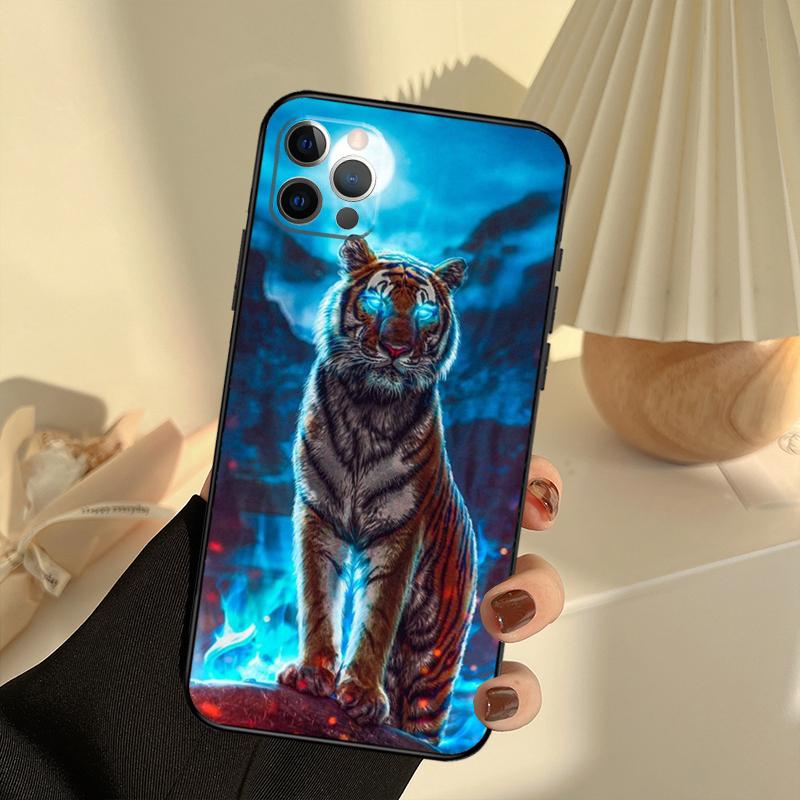 Cool Animal Big Cat Tiger Phone Case For iPhone 13 16 15 11 12 14 17 Pro Max 12 Mini 15 16 Plus 16e 17 Air Cover Funda