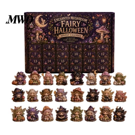 Acrylic Fairy Trinkets Halloween Advent Calendar 2026, 24 Day Countdown with Mini Figurines, Collectible Toy Set for Kids Adults, Party Favors Holiday