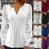 JPNTKY Damen Mode Lässige Langarm V-Ausschnitt Blusen & Hemden