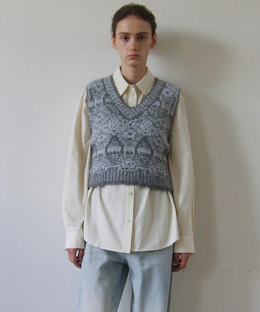 EN OR [Alpaca 35%] Superfine Alpaca Nordic Vest - Gray