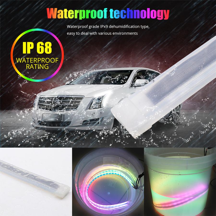 2X RGB APP 45CM Slim Flexible LED DRL Daytime Running Strip Light For Headlight