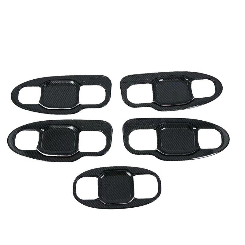 Stylizacja samochodu Wygląd włókna węglowego ABS nakładka na klamkę drzwi listwa miski klamki drzwi Dla Jeepa Wranglera JL 2018 akcesoria