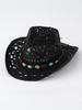 Cappello da Cowboy in Paglia Intrecciata Occidentale - Protezione Solare Estiva per Spiaggia all'Aperto