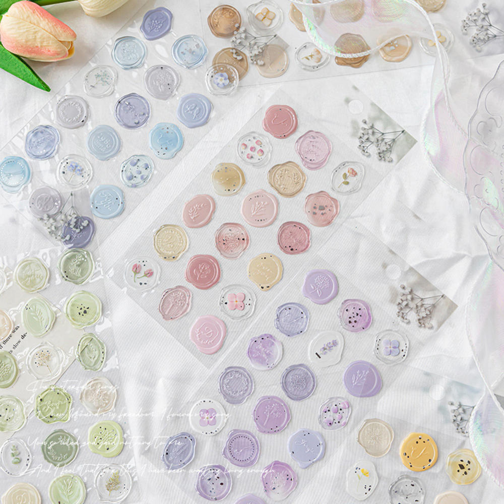 18pcs Vintage Wax Seal Stamp Stickers DIY Scrapbooking Journal Planner Decorations Envelope Plastic Sealing Wax Labels