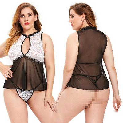 5XL White Lace Suspender Sexy Dew Point Pajamas Hot Summer Breathable Women's Large Sexy Underwear